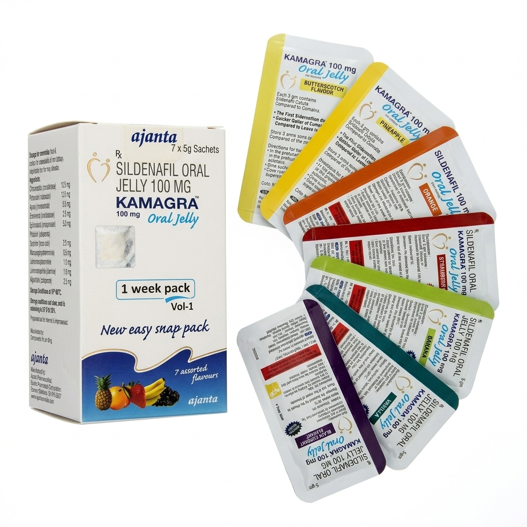 Kamagra Oral Jelly 100 mg - 1 Week Pack (7 Flavours)