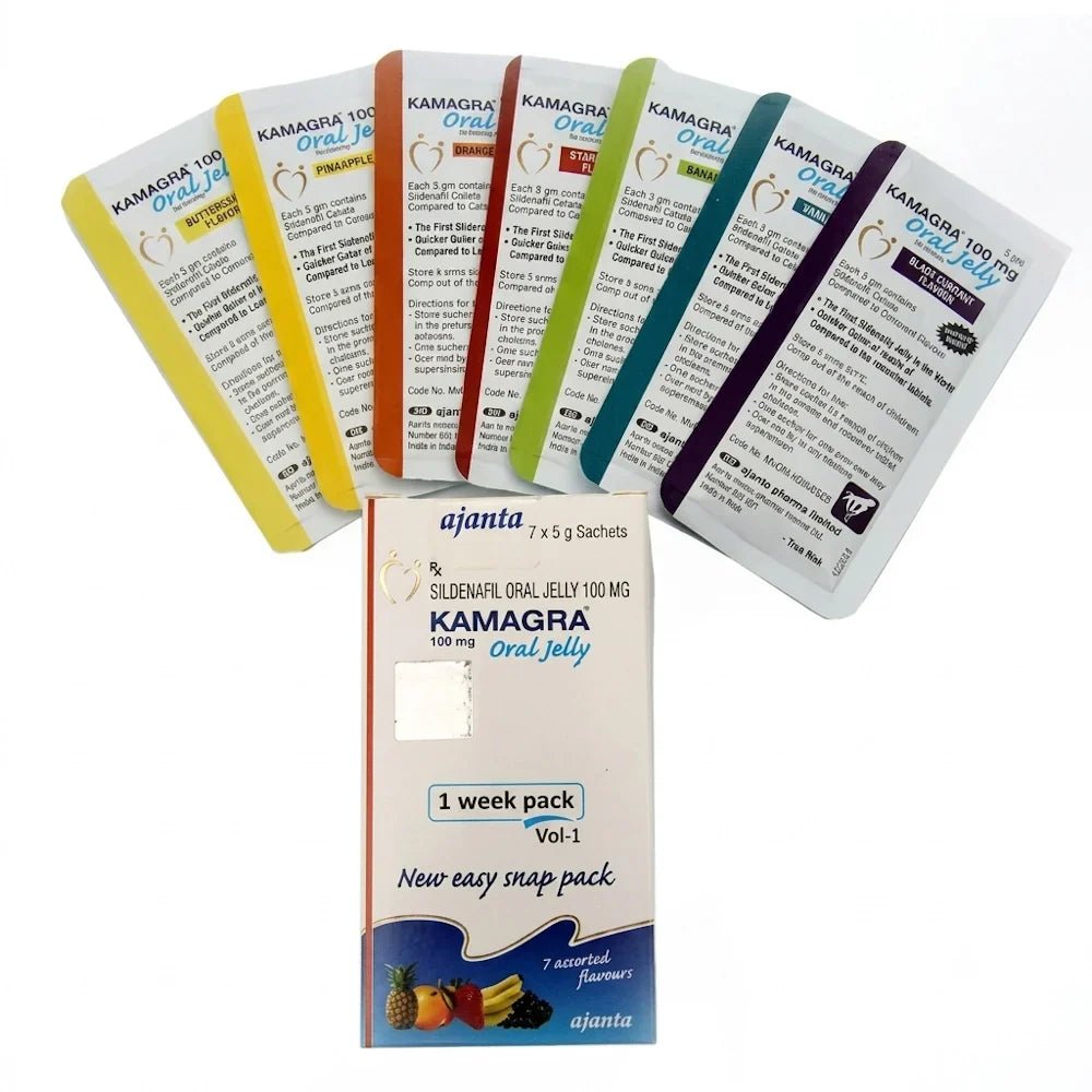 Kamagra Oral Jelly 100mg - 7 Assorted Flavors Weekly Pack - New Dream