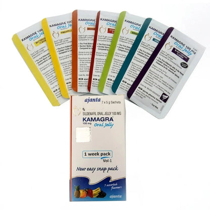 Kamagra Oral Jelly 100mg - 7 Assorted Flavors Weekly Pack - New Dream
